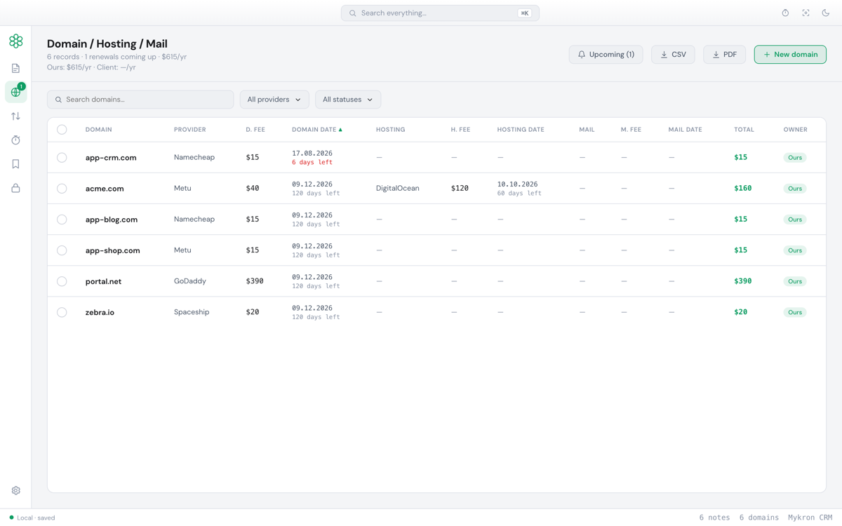 Domain / Hosting / Mail